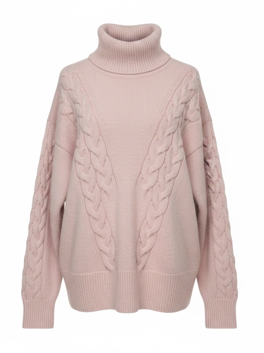 Vince Camuto Cable Knit Turtleneck Sweater in Light Blush